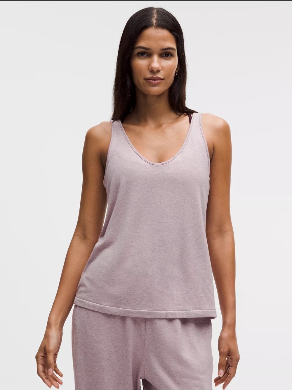NWT lululemon BeCalm V-Neck Tank Top in Heathered Porcelain Pink - Small